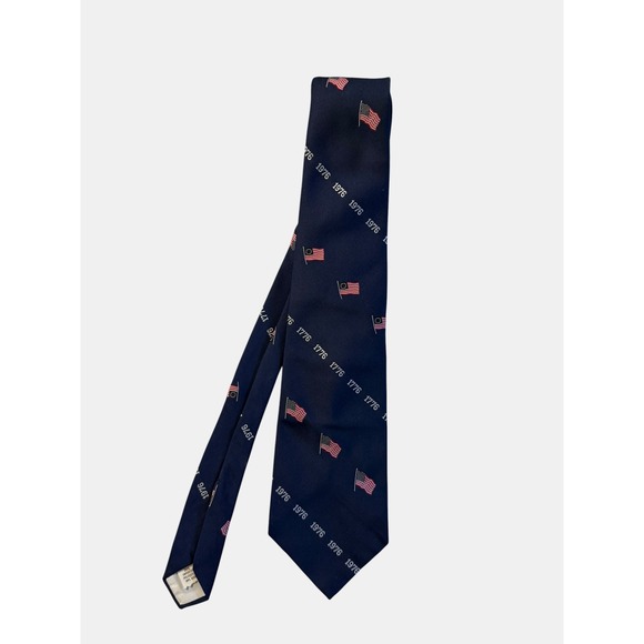 WPL 6152 Other - Vintage 1776 American Bicentennial Flag Tie Mens Navy Blue Patriotic USA 250